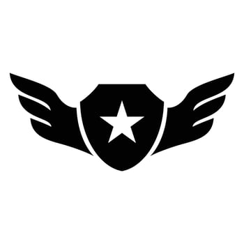 military shield wing star emblem logo design vector
