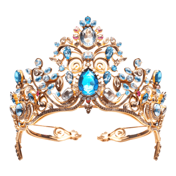 Beautiful gems stones embed crown isolated on transparent background png