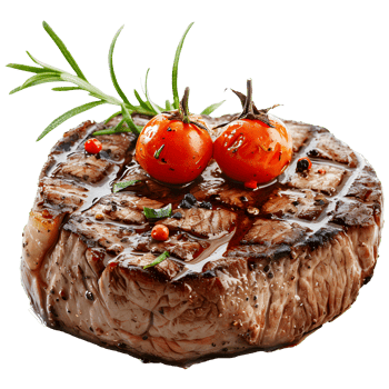 Tasty grilled beef fillet steak isolated on transparent background png