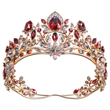 Beautiful gems stones embed crown isolated on transparent background png