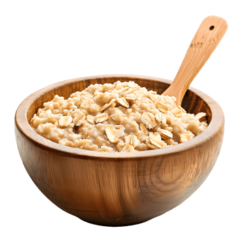 a wooden bowl of oatmeal with a wooden spoon in it png