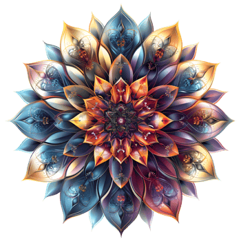 Mandala fractal design element with flower pattern isolated on transparent background png