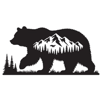 Majestic Grizzly Bear Silhouette Art vector