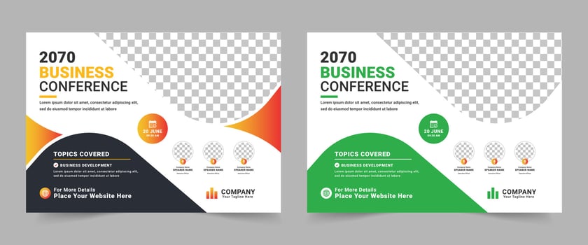 Business conference, workshop, meeting, training promotion flyer and Online digital marketing live webinar banner invitation vector
