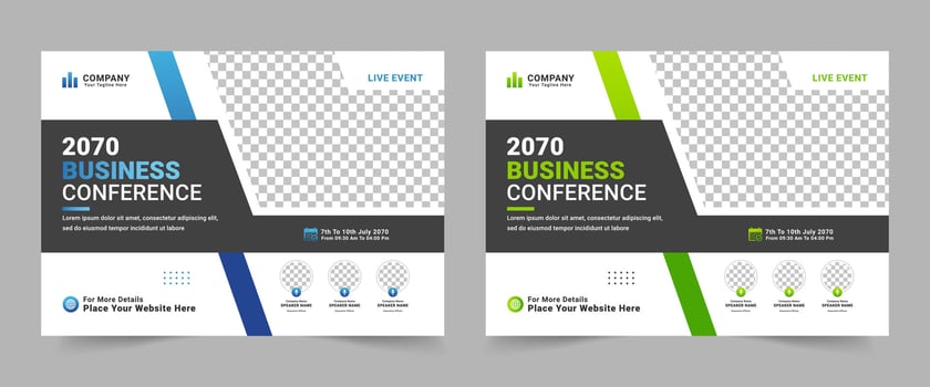 Horizontal online business conference flyer template or event conference social media banner layout design vector