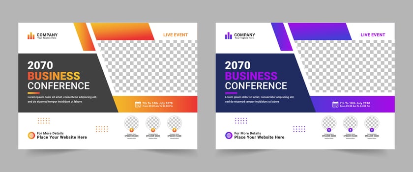 Business conference flyer template, Annual corporate business workshop, meeting, training, poster, leaflet, banner, presentation. vector
