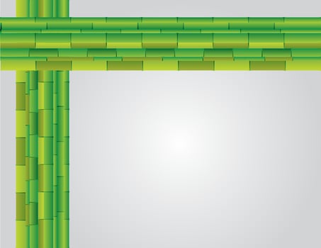Presentation slide background design using green bamboo plants illustration vector