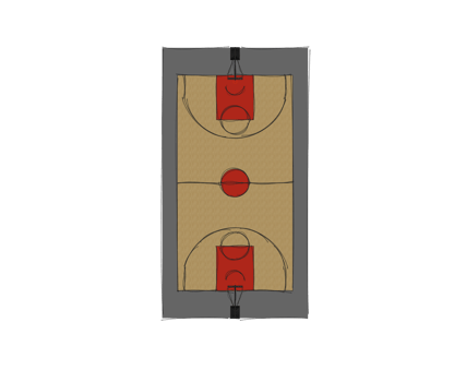 Pencil Hand drawn basketball court floor sketch in transparent background png