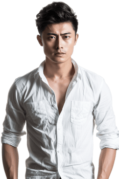 Male Asian model alone against transparent background png