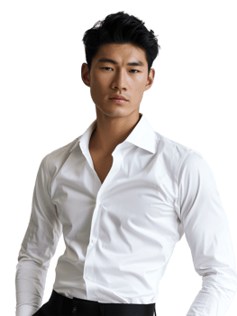 Male Asian model alone against transparent background png