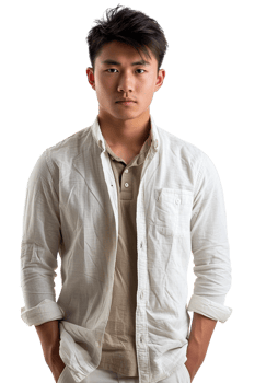 Male Asian model alone against transparent background png