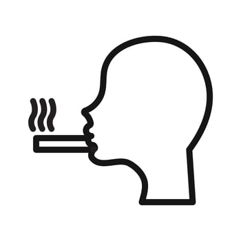 man smoking cigarette icon Black line art logo vector