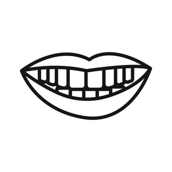 smile with teeth icon Black line art logo vector