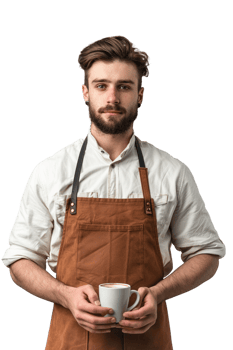 Male Barista Alone on transparent Background png