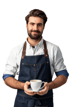 Male Barista Alone on transparent Background png