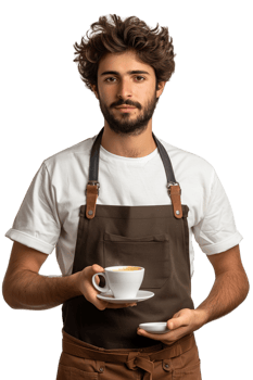 Male Barista Alone on transparent Background png