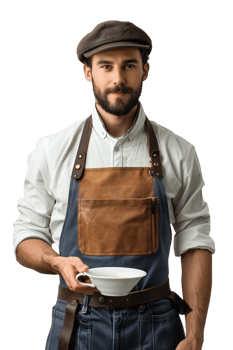 Male Barista Alone on transparent Background png