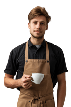 Male Barista Alone on transparent Background png