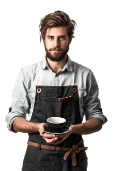 Male Barista Alone on transparent Background png