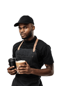 Male Barista Alone on transparent Background png