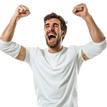 Man cheering isolated on transparent png