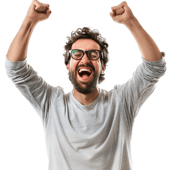 Man cheering isolated on transparent png
