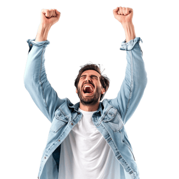 Man cheering isolated on transparent png