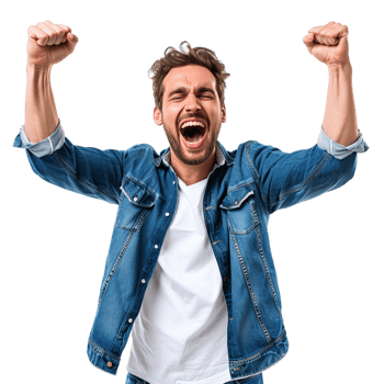 Man cheering isolated on transparent png