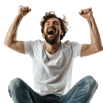 Man cheering isolated on transparent png