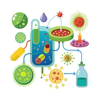 Collection of Microbiology flat design vector