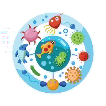 Collection of Microbiology flat design vector