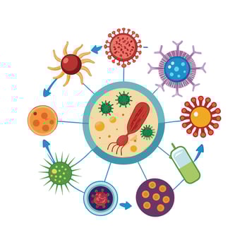 Collection of Microbiology flat design vector