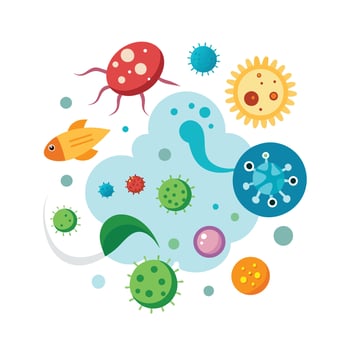 Collection of Microbiology flat design vector
