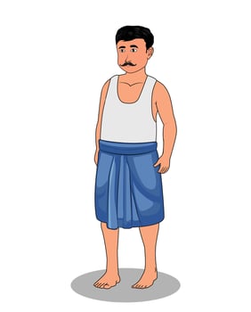 Indian village man three quarter view cartoon character design vector