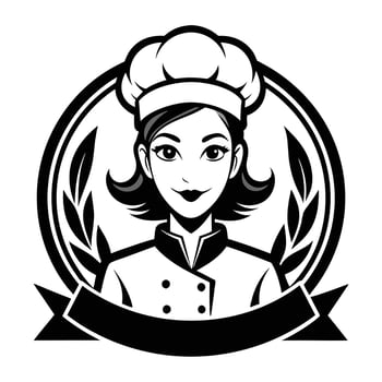 Female Chef with Dish in Hand Logo Icon on White Transparent Background for Restaurants Hotels vector