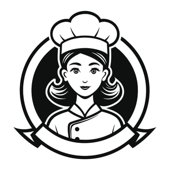 Female Chef with Dish in Hand Logo Icon on White Transparent Background for Restaurants Hotels vector