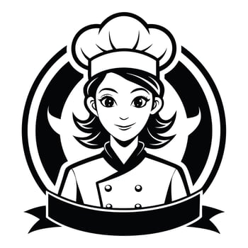 Female Chef with Dish in Hand Logo Icon on White Transparent Background for Restaurants Hotels vector