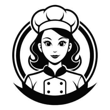 Female Chef with Dish in Hand Logo Icon on White Transparent Background for Restaurants Hotels vector