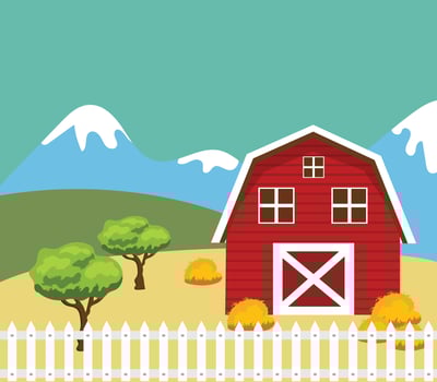 illustration of farm building and related items vector