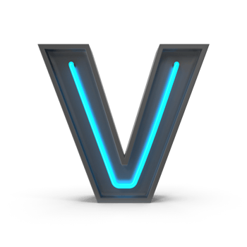 3d Neon Letter V png