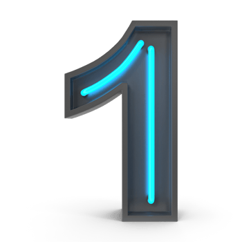 3d Neon Number 1 png