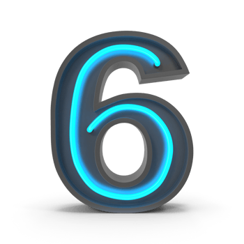 3d Neon Number 6 png