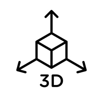 3D icon linear logo mark in black and white vector