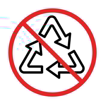 Non Recyclable icon linear logo mark in black and white vector