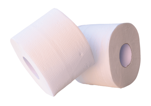 White tissue paper rolls in stack isolated with clipping path in file format png