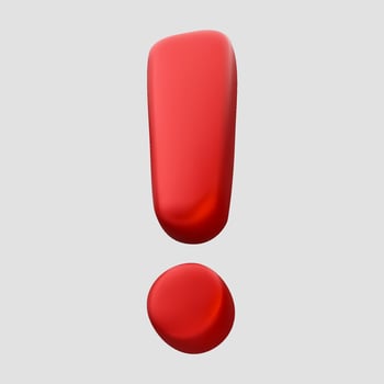 3D red exclamation mark icon. Isolated realistic illustration vector