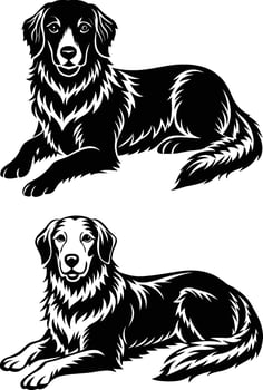 Two black and white dog silhouettes vector