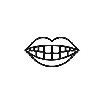 smile with teeth icon outline collection in black and on white background vector