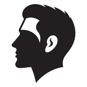 Human head profile black shadow silhouette illustration isolated on white background vector