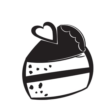 black silhouette heart cake icon, heart cake vector